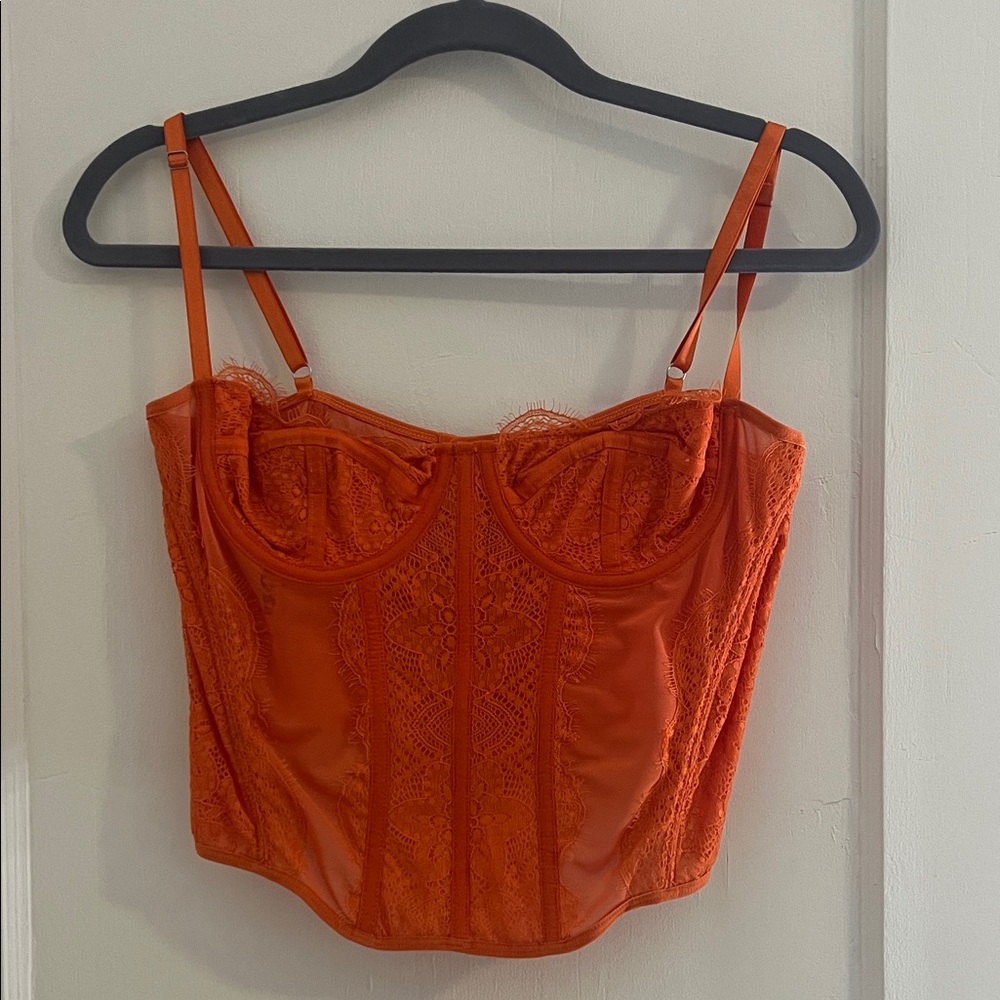 Orange Lace Bustier Top